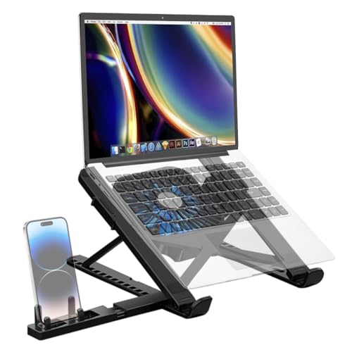 ZORBES® Laptop Stand 3 in 1 Laptop Riser with Cooling Fan & Phone Holder Adjustable Height and Angle Design 11-17'' Stand Anti-Slip Riser Folding,Black ZORBES® Laptop Stand 3 in 1 Laptop Riser with Cooling Fan & Phone Holder Adjustable Height and Angle Design 11-17'' Stand Anti-Slip Riser Folding,Black